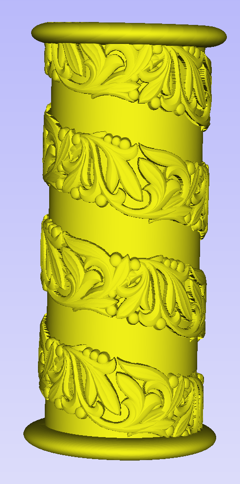 A column with a spirally wrapped design